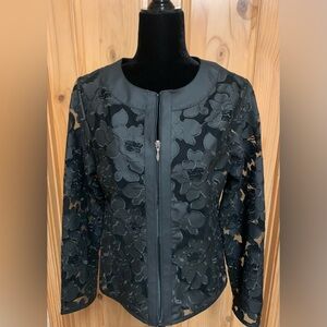 Colleen Lopez Black Sheer Overlay Blazer